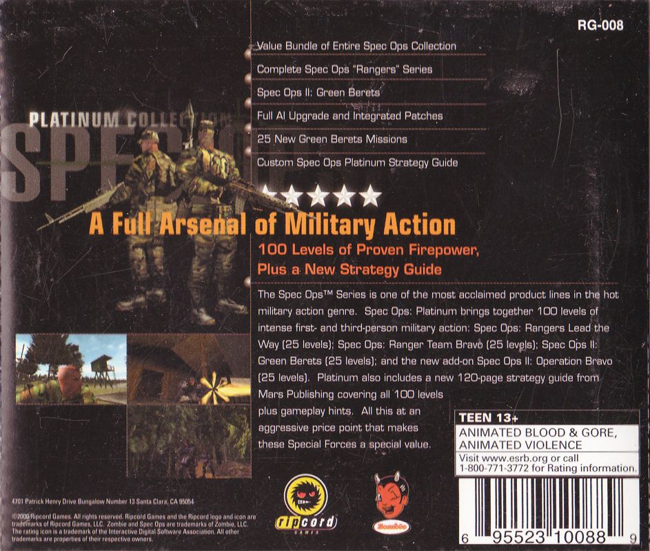 Back Cover for Spec Ops: Platinum Collection (Windows)