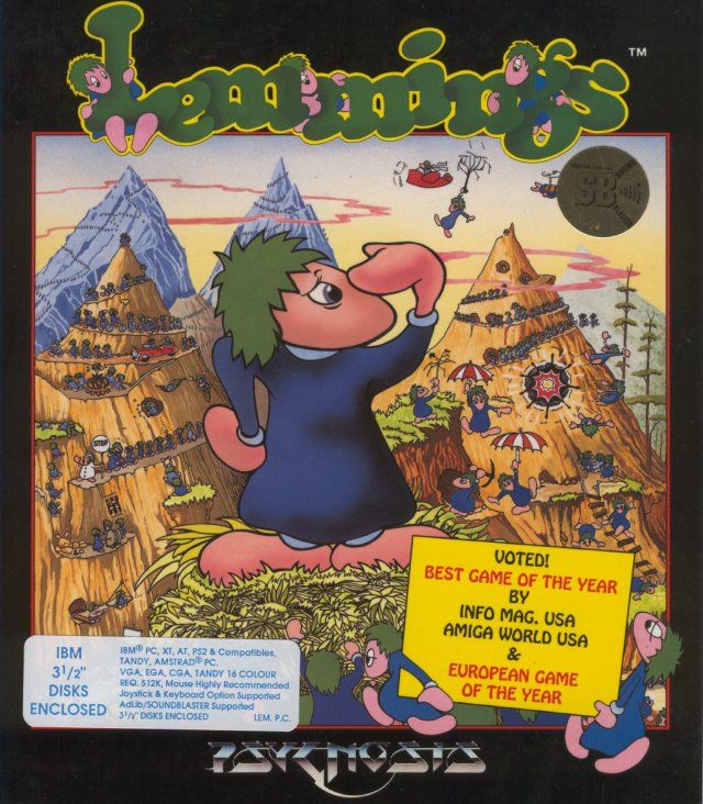 Front Cover for Lemmings (DOS) (3.5" Version)