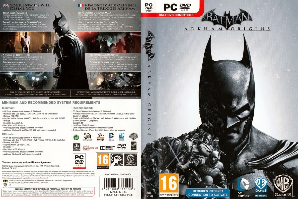 Batman: Arkham Origins cover or packaging material - MobyGames