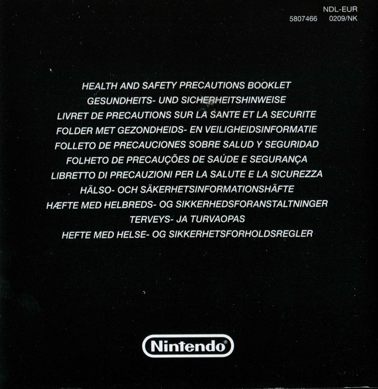 Other for Infinite Space (Nintendo DS): Health and safety precautions booklet - front