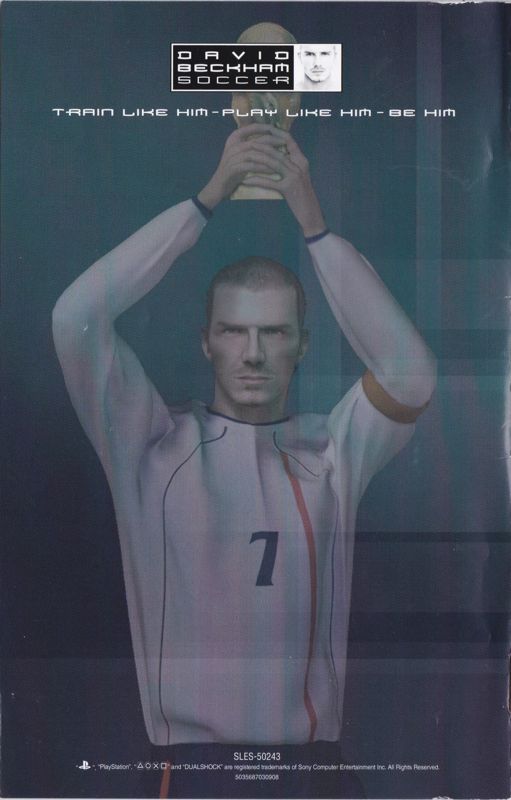 Manual for David Beckham Soccer (PlayStation 2): Back