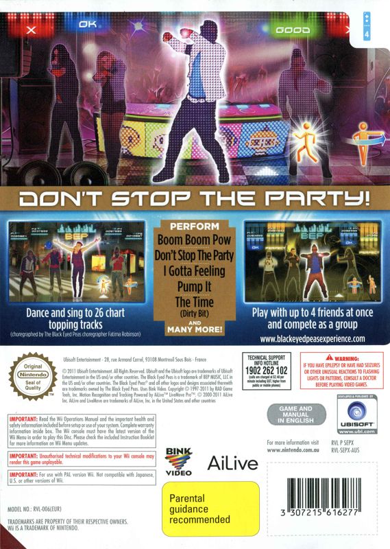 Back Cover for The Black Eyed Peas Experience (Wii)