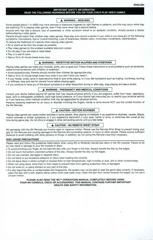 Extras for The Black Eyed Peas Experience (Wii): Warranty information - back