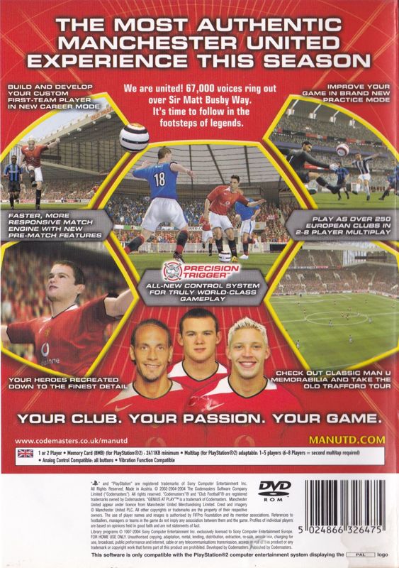 Back Cover for Club Football 2005 (PlayStation 2) (Manchester United version)