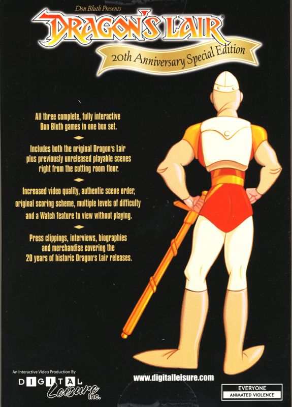 Back Cover for Dragon's Lair: 20th Anniversary Special Edition (Windows)