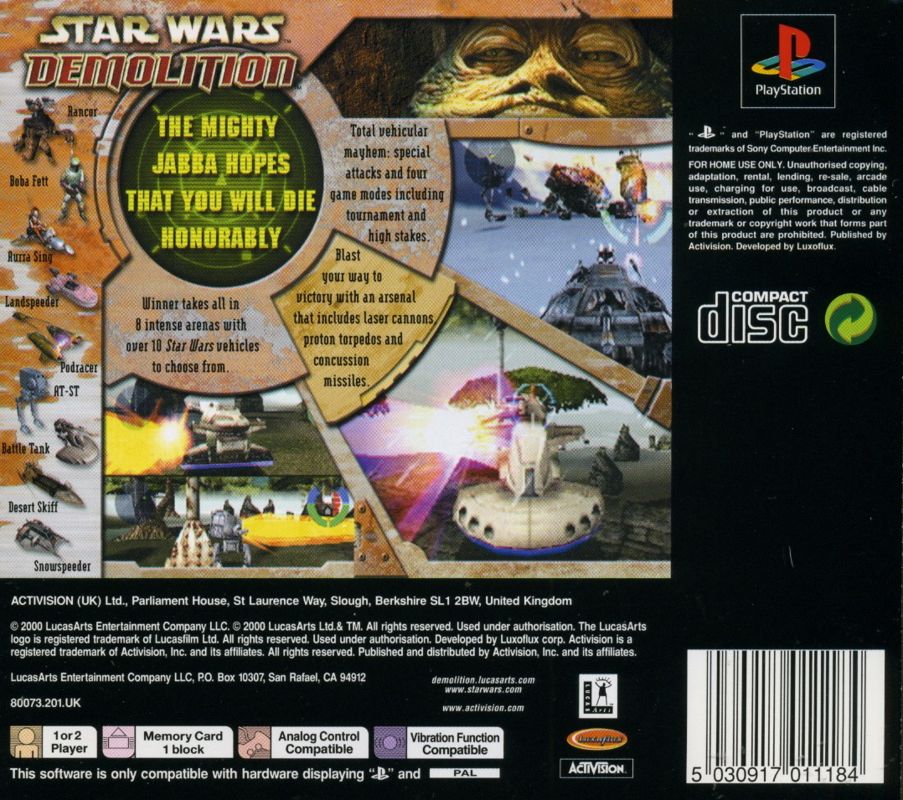 Back Cover for Star Wars: Demolition (PlayStation)