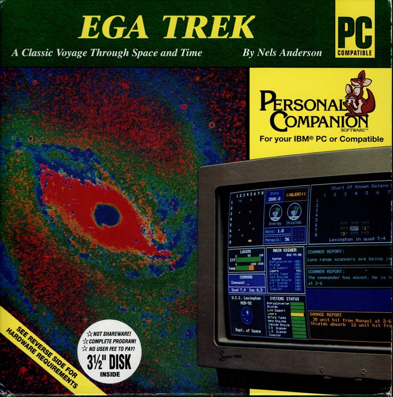 Front Cover for EGA Trek (DOS) (Personal Companion Software release)