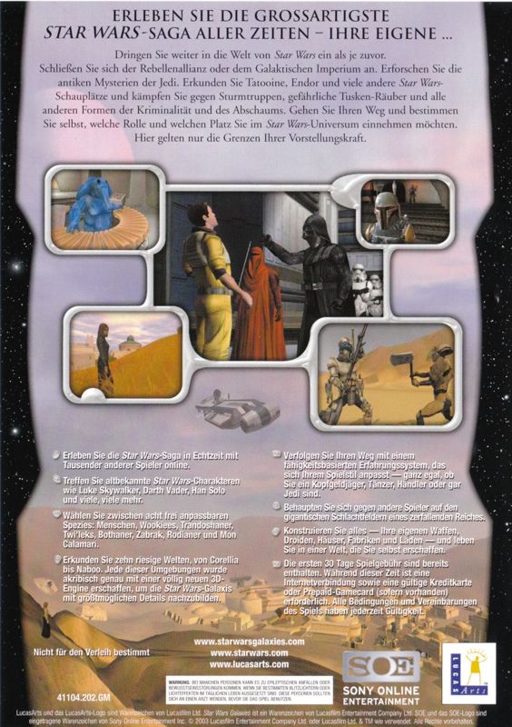 Other for Star Wars: Galaxies - An Empire Divided (Windows): Keep Case - Back