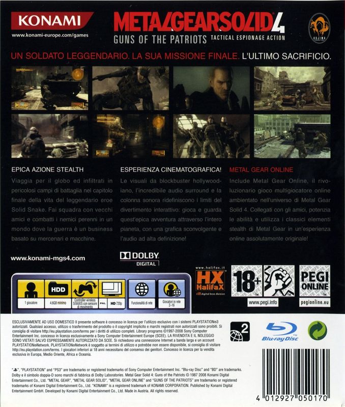 Other for Metal Gear Solid 4: Guns of the Patriots (Limited Edition) (PlayStation 3): Keep Case - Back