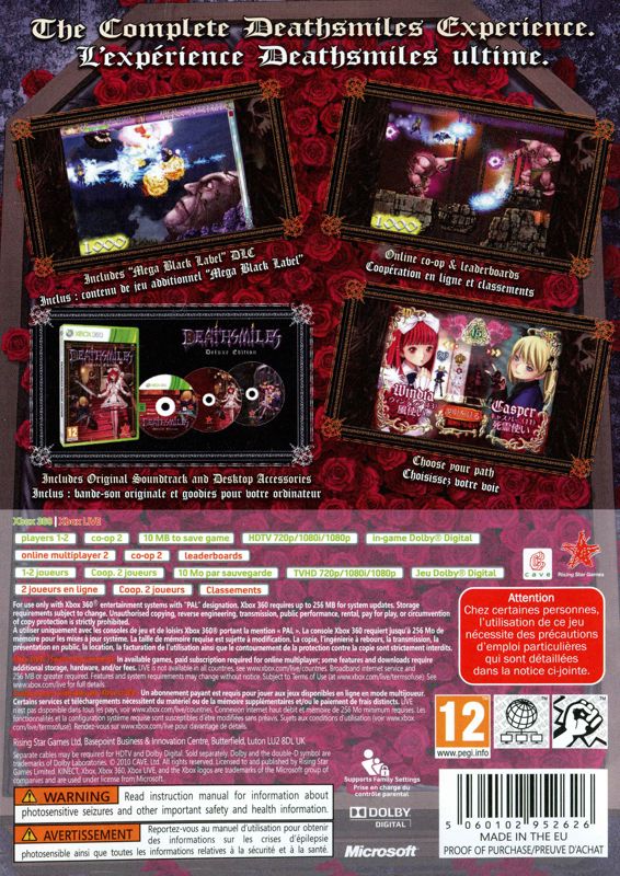 Back Cover for Deathsmiles (Xbox 360)