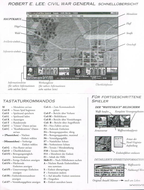 Reference Card for Robert E. Lee: Civil War General (Windows and Windows 3.x): Front