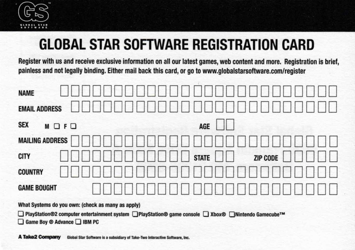 Other for Robotech: Invasion (Xbox): Registration card - survey side