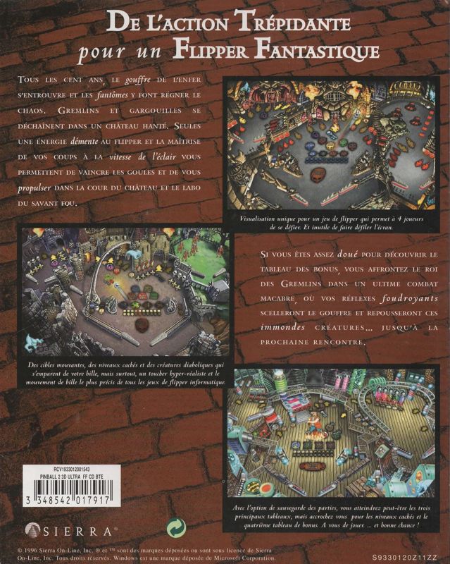 Back Cover for 3-D Ultra Pinball: Creep Night (Windows and Windows 3.x)