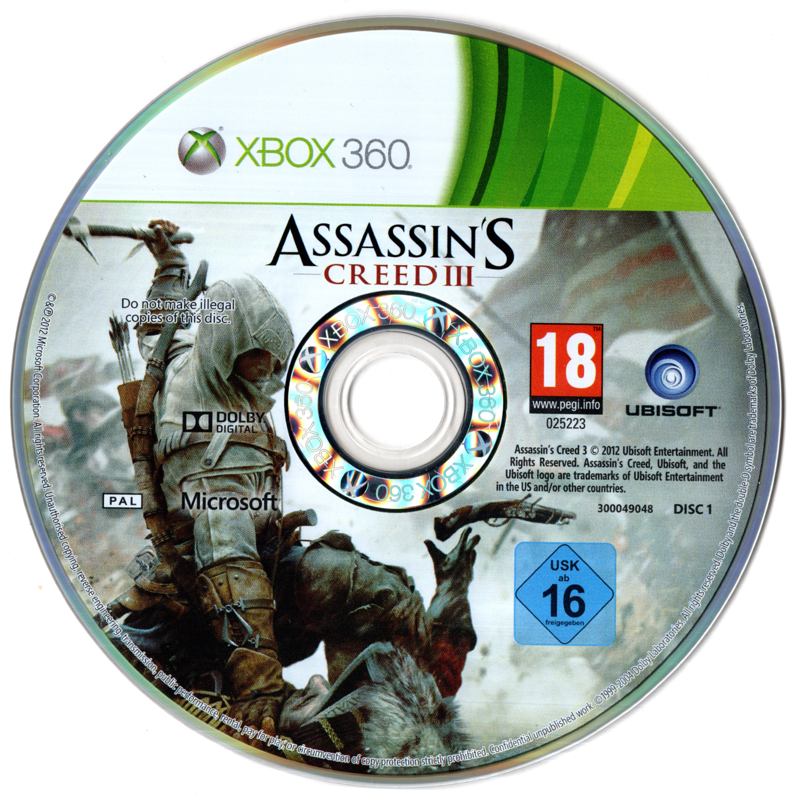 Media for Assassin's Creed III (Xbox 360) (Bestseller release): Disc 1