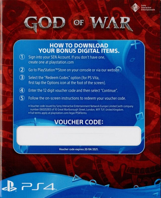 Other for God of War (Limited Edition) (PlayStation 4): DLC Booklet - Front