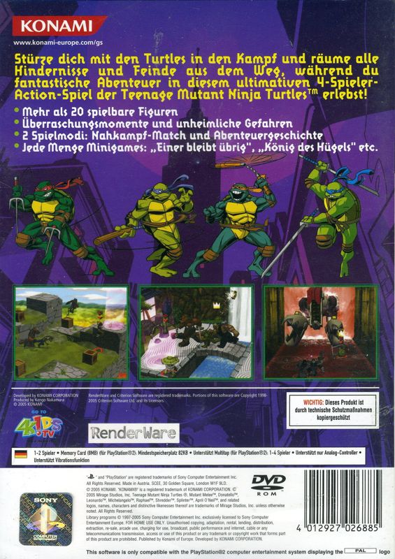 Back Cover for TMNT: Mutant Melee (PlayStation 2)