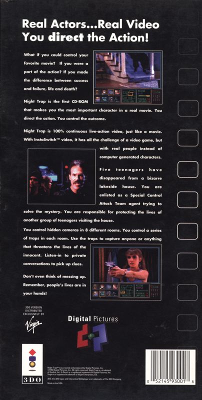 Back Cover for Night Trap (3DO)