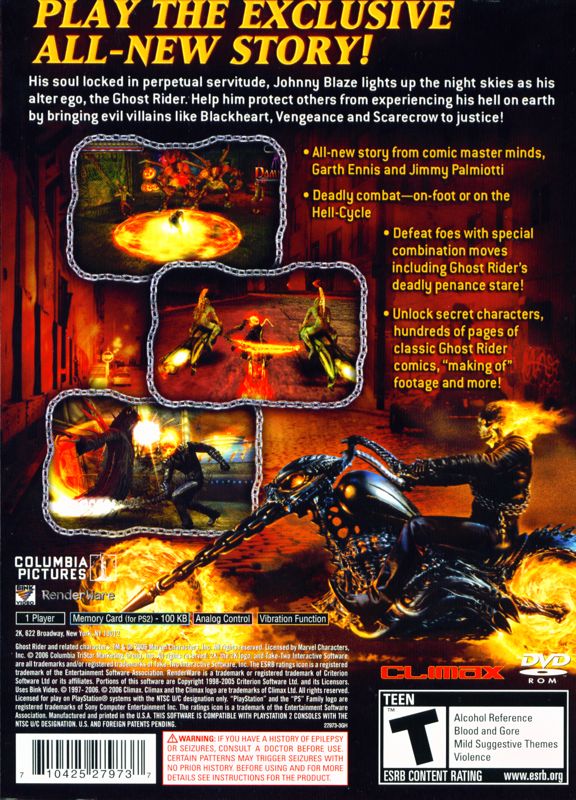 Back Cover for Ghost Rider (PlayStation 2) (Greatest Hits release)