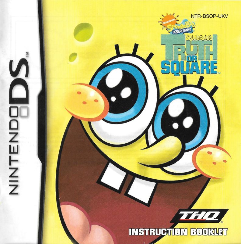 Manual for SpongeBob's Truth or Square (Nintendo DS): Front