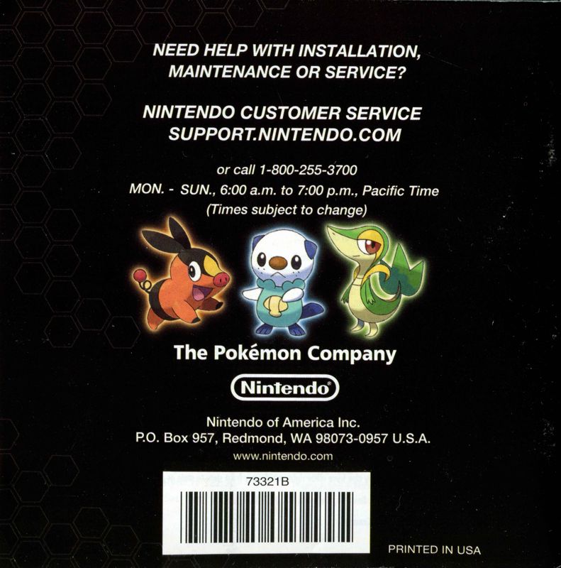 Manual for Pokémon Black Version (Nintendo DS): Back