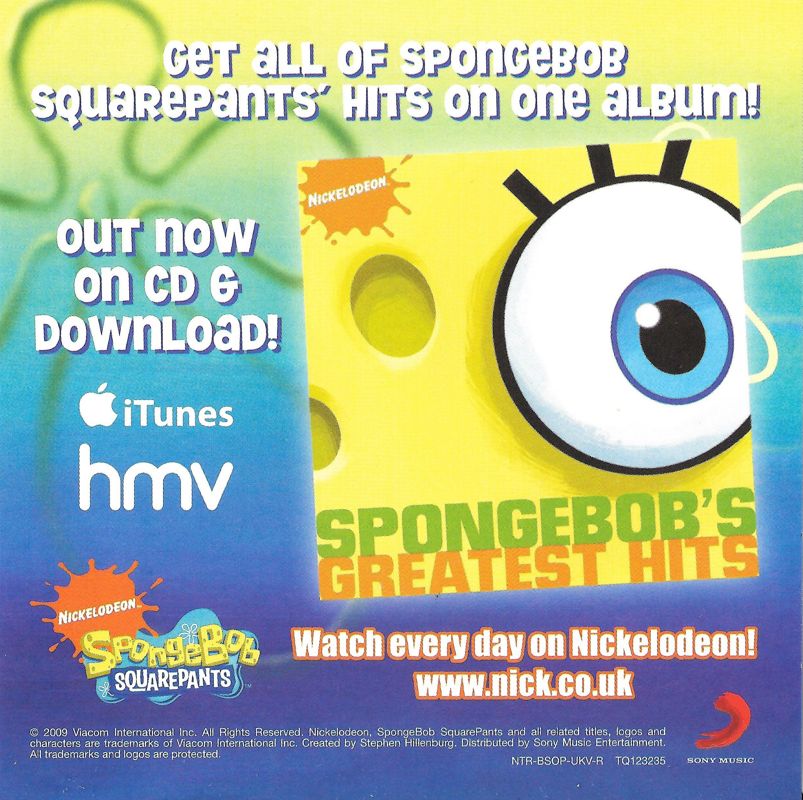 Advertisement for SpongeBob's Truth or Square (Nintendo DS)