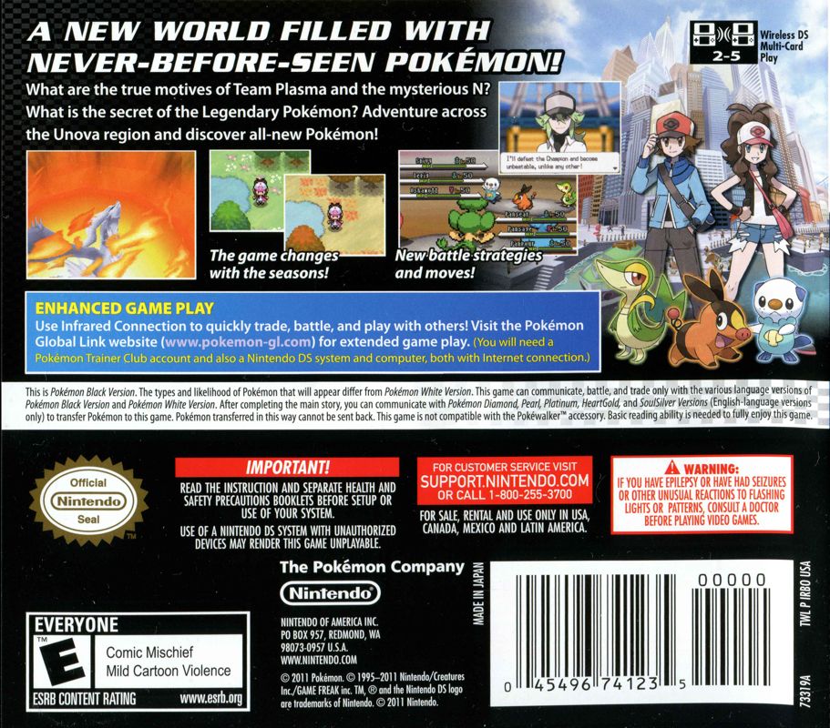 Back Cover for Pokémon Black Version (Nintendo DS)