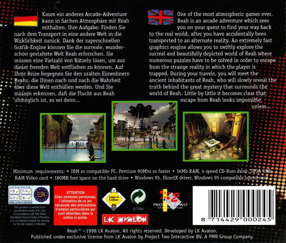 Other for Reah: Face the Unknown (Windows): Jewel Case - Back