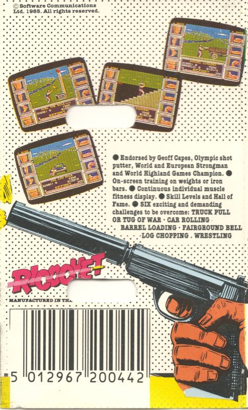 Back Cover for Geoff Capes Strongman (ZX Spectrum) (Ricochet! Release)