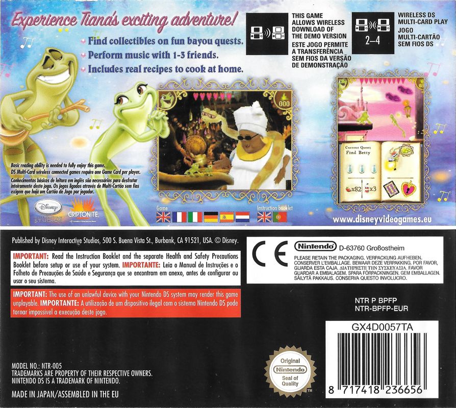 Back Cover for The Princess and the Frog (Nintendo DS)