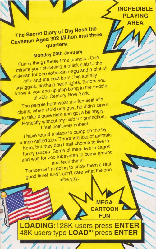 Inside Cover for Big Nose's American Adventure (ZX Spectrum): Flap next right to front