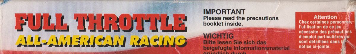 Spine/Sides for Full Throttle: All-American Racing (SNES): Top