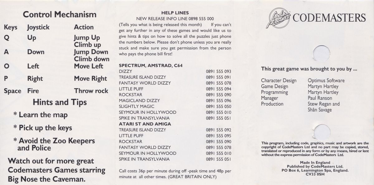 Inside Cover for Big Nose's American Adventure (ZX Spectrum): Right