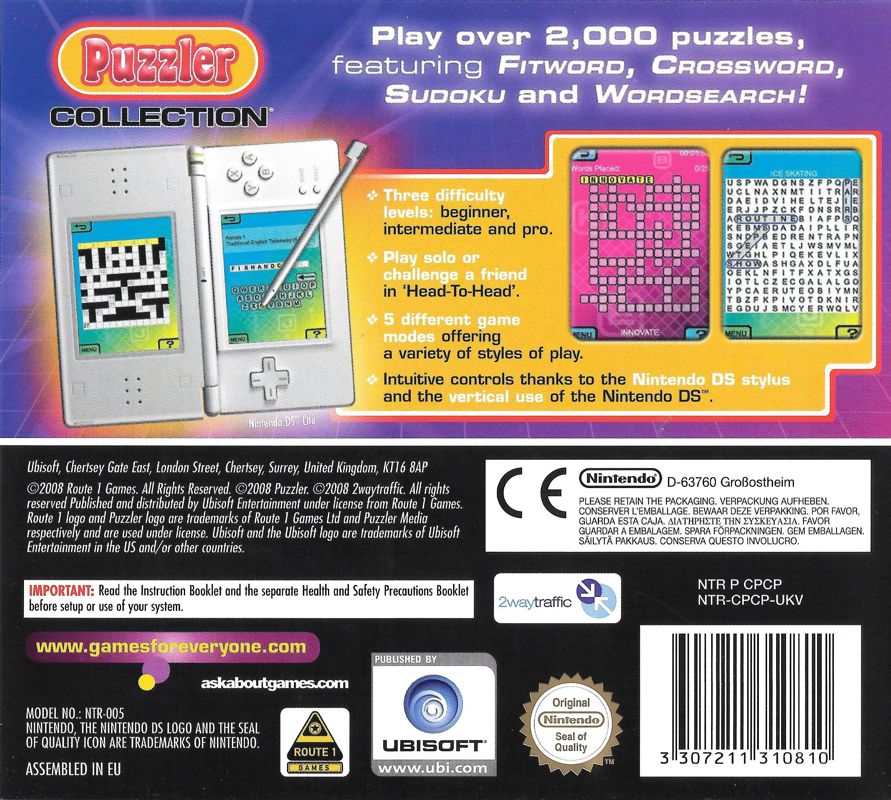 Back Cover for Puzzler Collection (Nintendo DS)