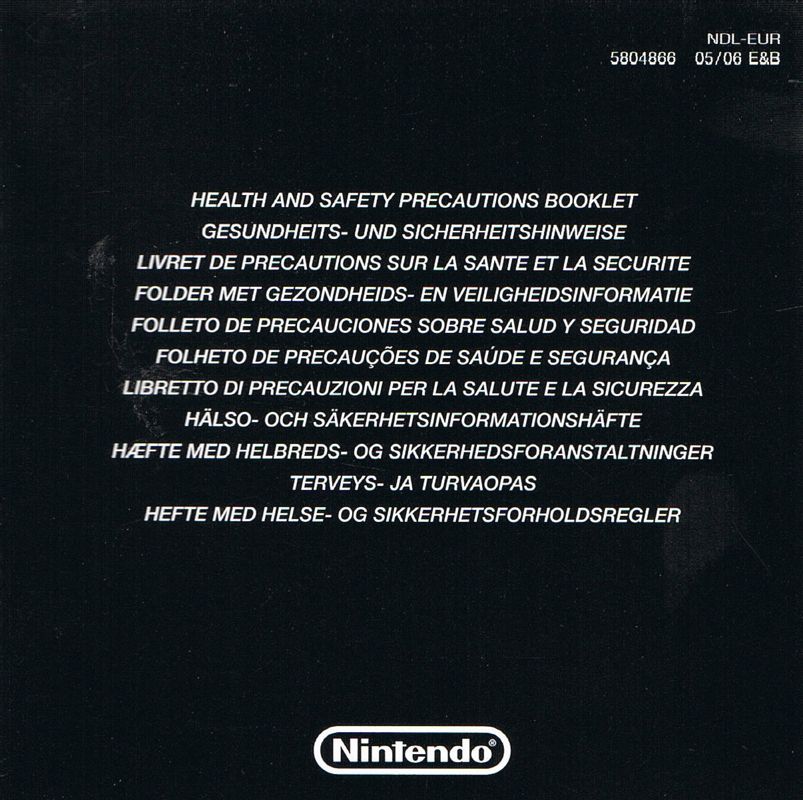Extras for The Sims 2 (Nintendo DS): Health and Safety Precautions Booklet - Front