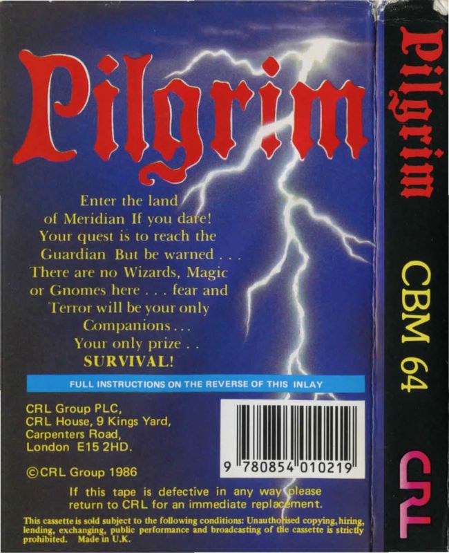 Back Cover for Pilgrim (Commodore 64)
