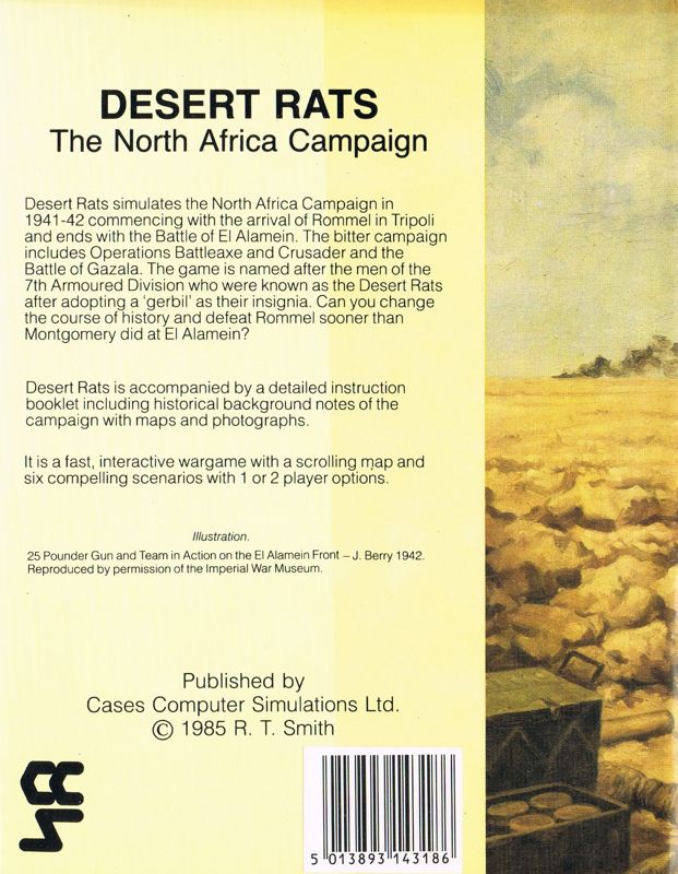 Back Cover for Desert Rats: The North Africa Campaign (DOS)