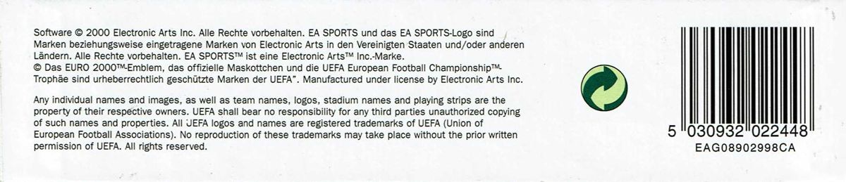 Spine/Sides for UEFA Euro 2000 (Windows): Bottom