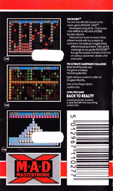 Back Cover for Rockford: The Arcade Game + Back to Reality (Commodore 64)
