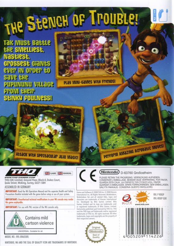 Back Cover for Tak and the Guardians of Gross (Wii)