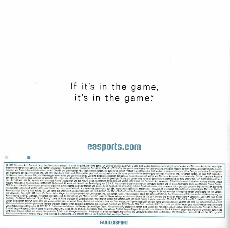 Advertisement for UEFA Euro 2000 (Windows): Catalog - Back