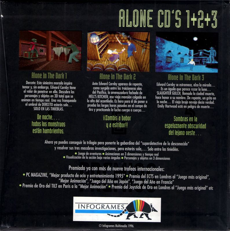 Back Cover for Alone in the Dark: The Trilogy 1+2+3 (DOS)