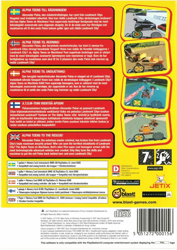 Back Cover for Action Man: A.T.O.M. - Alpha Teens on Machines (PlayStation 2)