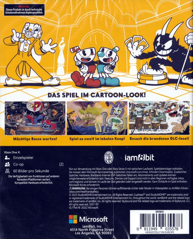 Back Cover for Cuphead & Cuphead: The Delicious Last Course (Xbox One)