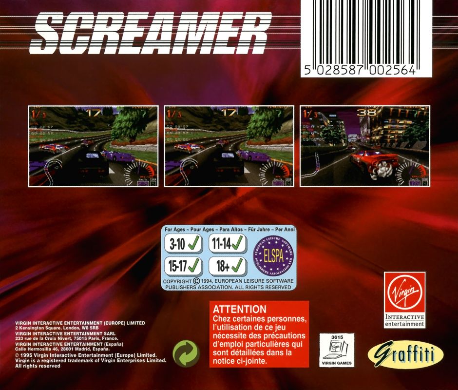 Other for Screamer (DOS): Jewel Case - Back