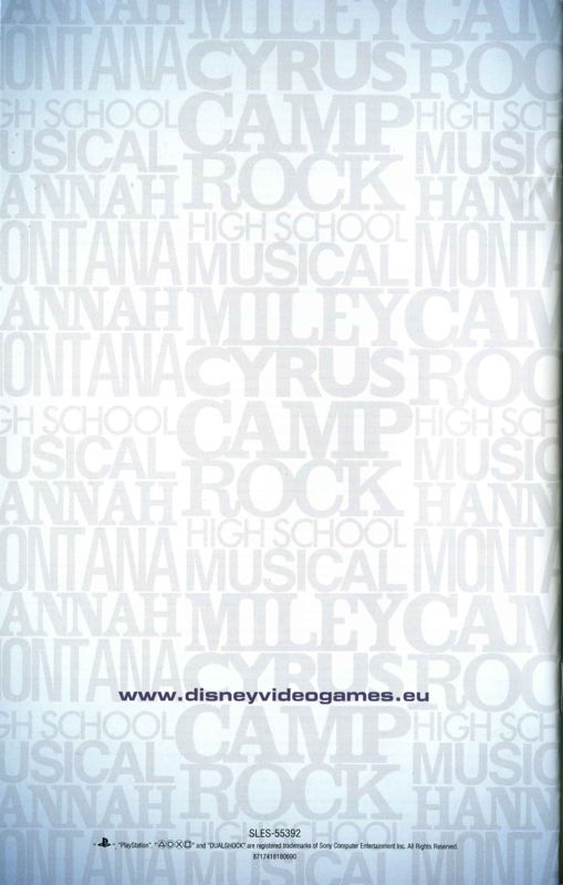 Manual for Disney Sing It (PlayStation 2): Back