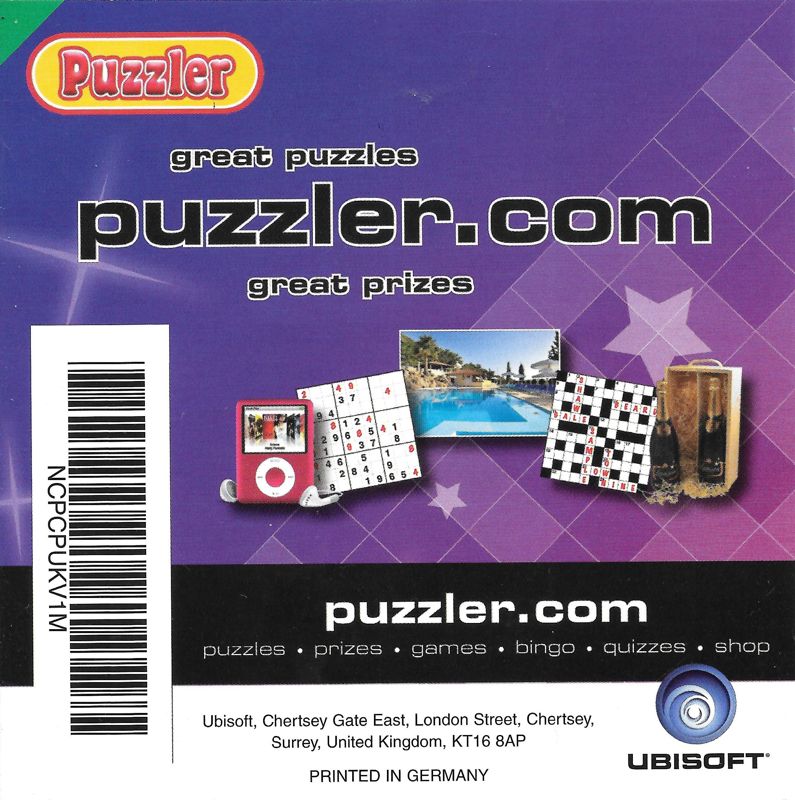 Manual for Puzzler Collection (Nintendo DS): Back