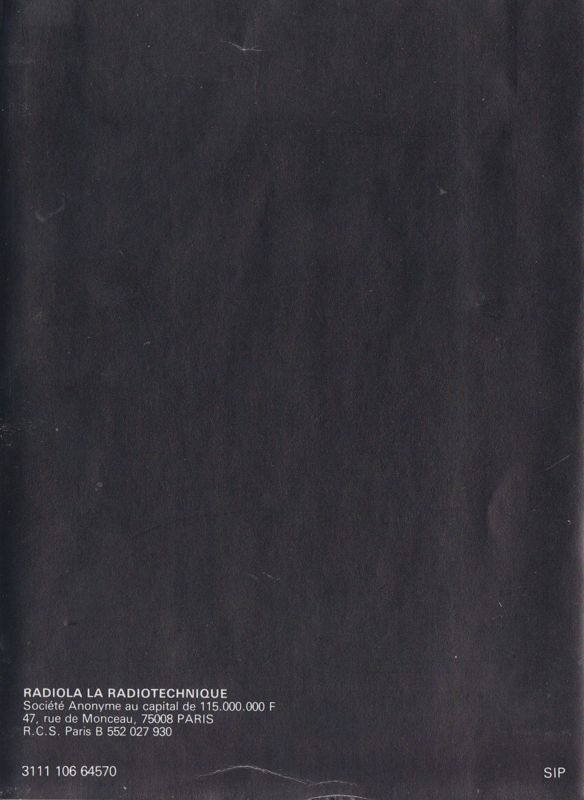 Manual for UFO! (Odyssey 2) (S.A. Radiola - La Radiotechnique release (#34)): Back (3-folded)