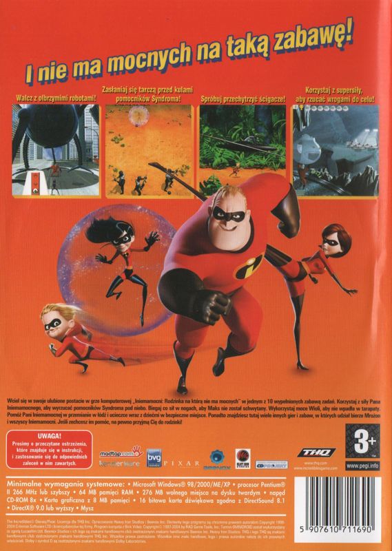 Back Cover for The Incredibles (Windows)