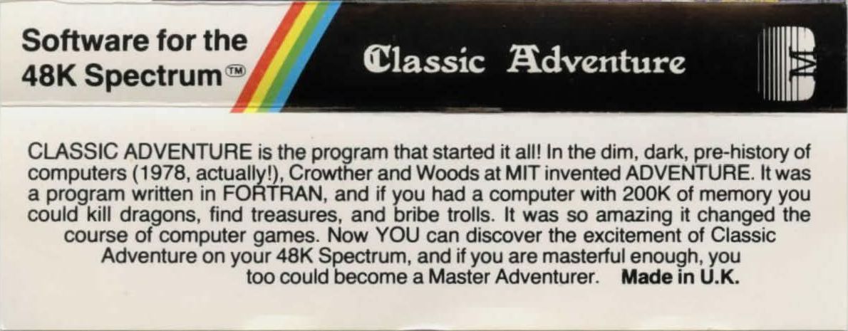 Back Cover for Adventure 1 (ZX Spectrum)