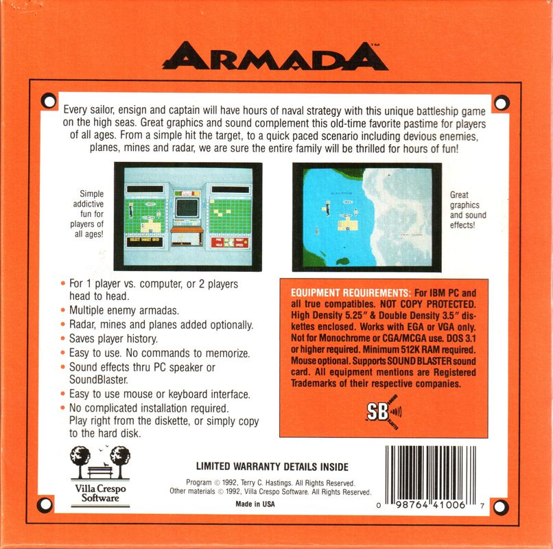 Back Cover for Armada (DOS)